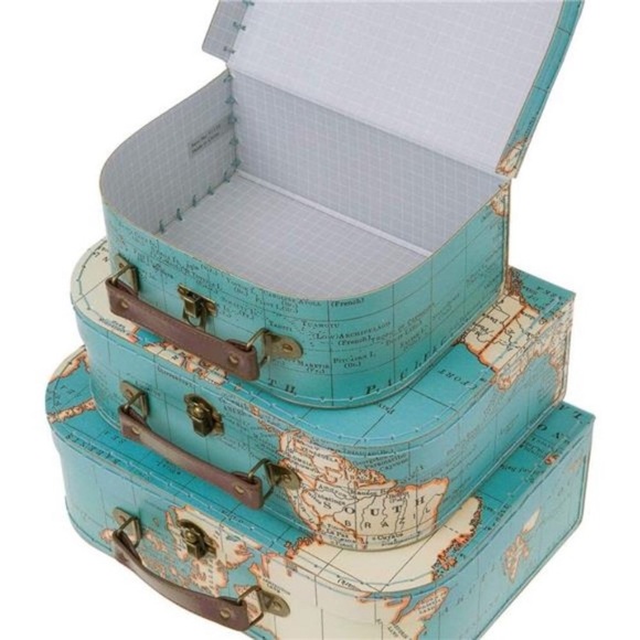 Jewelkeeper Paperboard Suitcases, Set of 3 – Vintage Decorative Storage Box - Picture 7 of 12